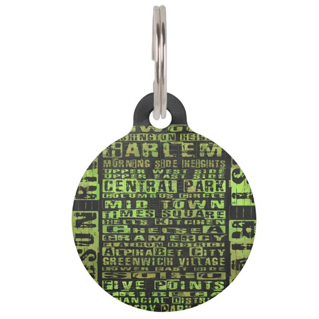 Placa Para Mascotas NYC Vecindarios Verdes (Anverso)