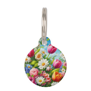 Placa Para Mascotas Obra de arte floral/primavera