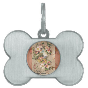 Placa Para Mascotas Obra de Vintage Happy Birday Card