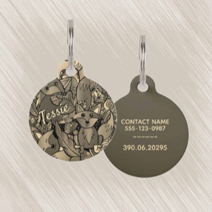 Placa Para Mascotas Obtener el nombre de tono de Foxy Sepia Contacto y