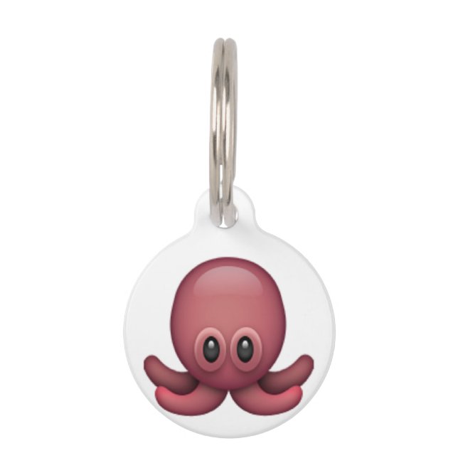 Placa Para Mascotas Octopus - Emoji (Reverso)