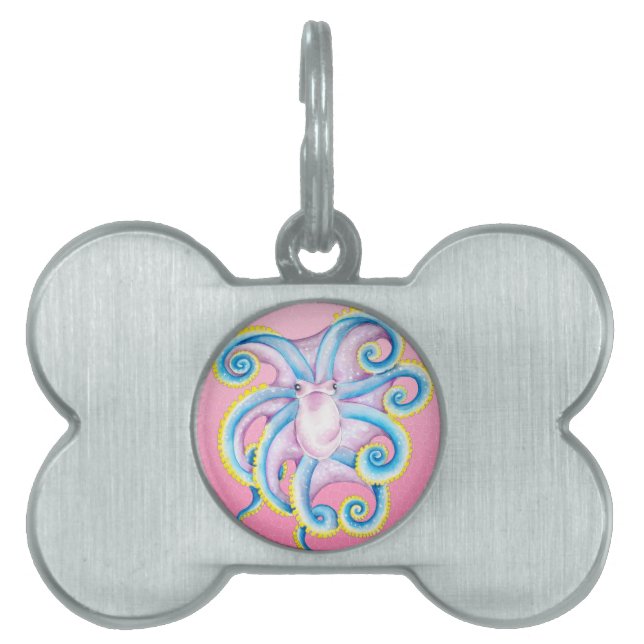 Placa Para Mascotas Octopus Sed Glass Pink (Frente)