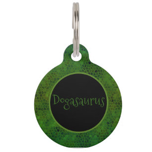 Placa Para Mascotas Ocultar dinosaurio verde personalizado