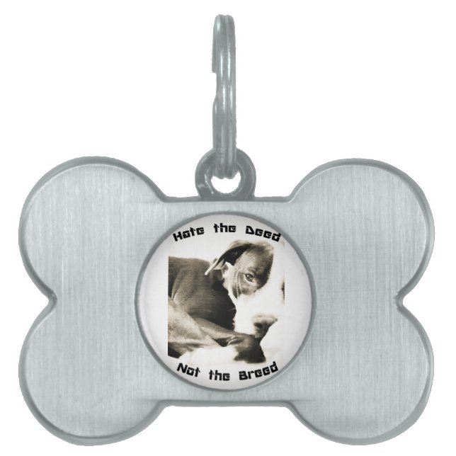 Placa Para Mascotas odia la acción no la raza pitbull (Frente)