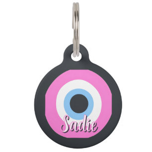 Placa Para Mascotas ojo malo rosa