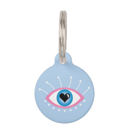 Placa Para Mascotas Ojo Malvado Griego Con Ojos Azul Rosa