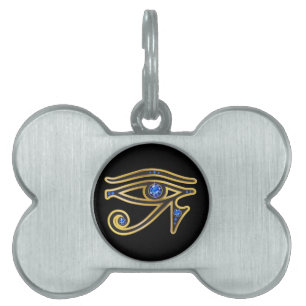 Placa Para Mascotas Ojo zafiro en oro