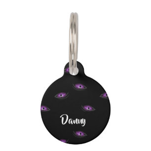 Placa Para Mascotas Ojos de gato con nombre personalizado