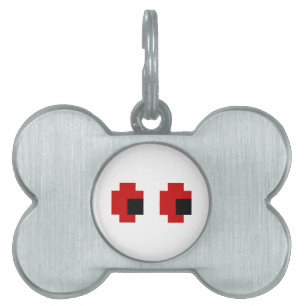 Placa Para Mascotas Ojos rojos fantasmagóricos de 8 bits