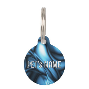 Placa Para Mascotas Ola de seda azul