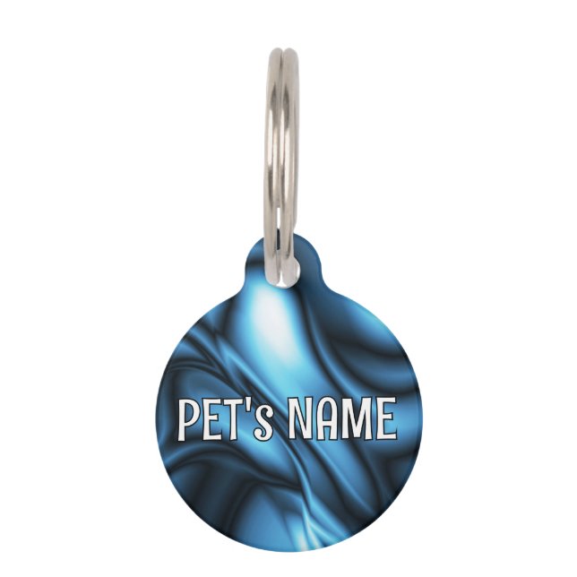 Placa Para Mascotas Ola de seda azul (Anverso)