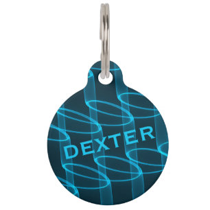 Placa Para Mascotas Olas azules frescas luminosas personalizadas