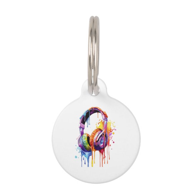 Placa Para Mascotas Olas de Sonido de Verano (Anverso)