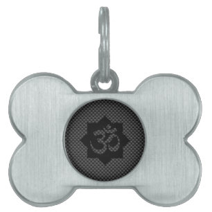 Placa Para Mascotas OM Lotus Spirituality Yoga in Carbon Fiber Style