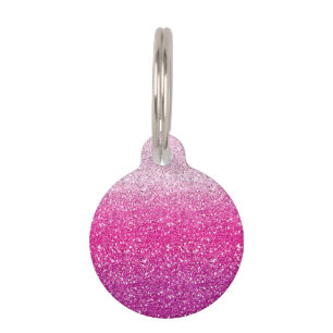 Placa Para Mascotas Ombre rosado purpurinoso