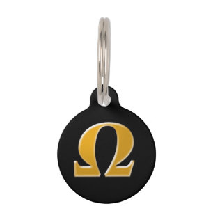 Placa Para Mascotas Omega griego dorado - Símbolo de resistencia