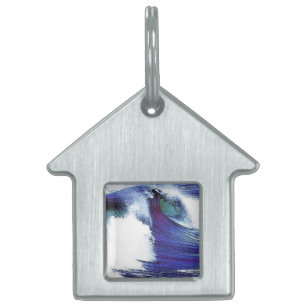 Placa Para Mascotas Onda azul