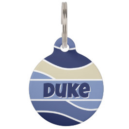 Placa Para Mascotas Ondas azul retro