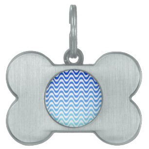 Placa Para Mascotas Ondas azules degradadas