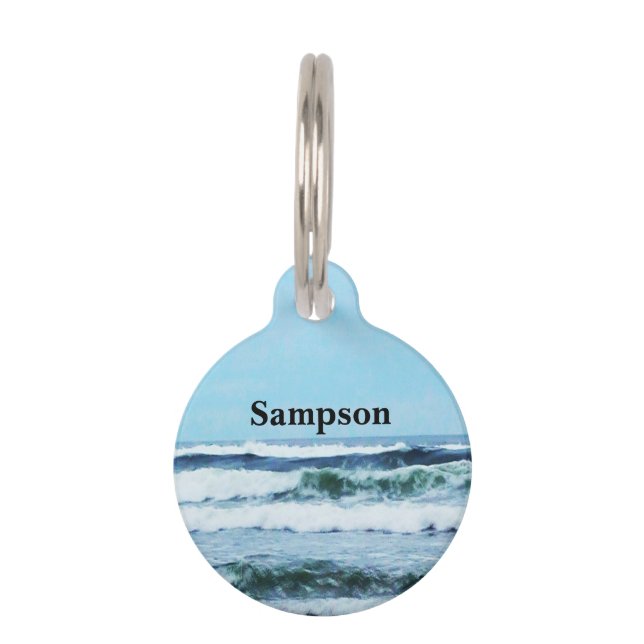 Placa Para Mascotas Ondas costeras de Oregón (Anverso)