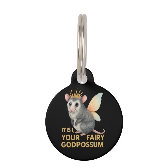 Placa Para Mascotas Opossum de diosa lechera con corona y alas (Anverso)