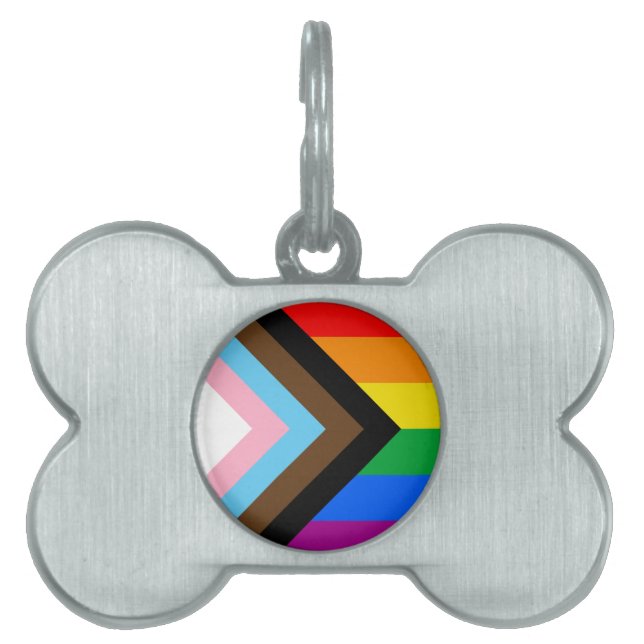 Placa Para Mascotas Orgullo de progreso LGBTQ+ (Frente)
