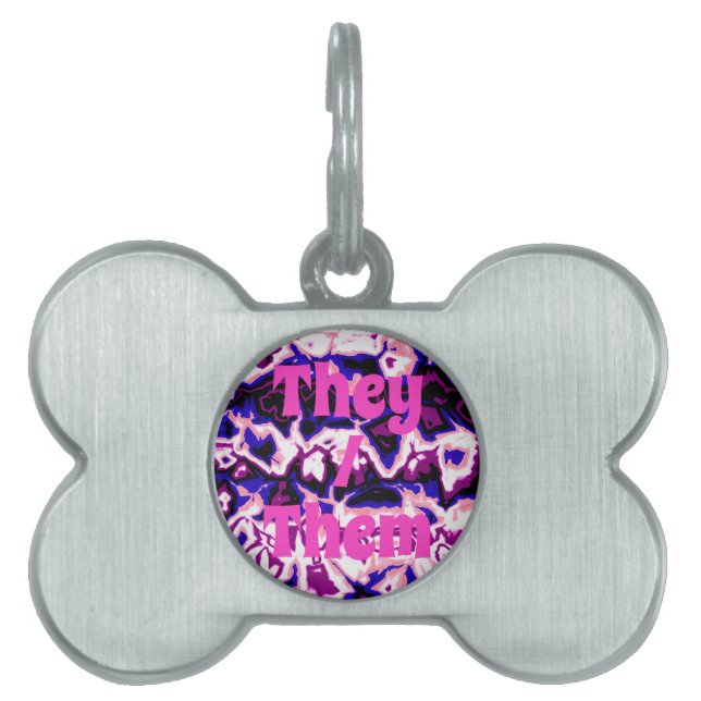 Placa Para Mascotas Orgullo de rayas jaspeadas Funky Boho Retro fluida (Frente)