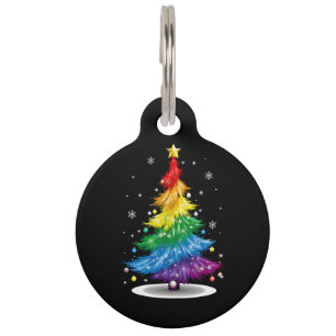 Placa Para Mascotas Orgullo gay LGBT Arcoiris Navidad Feliz Navidad