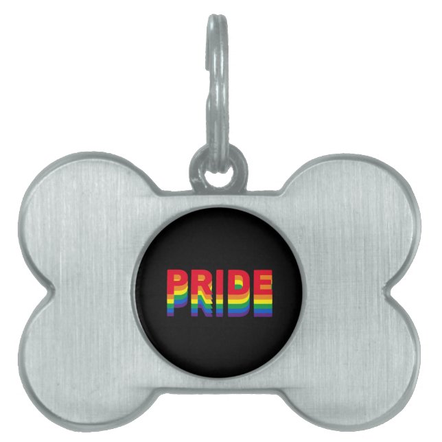 Placa Para Mascotas Orgullo lgbt lgbtq gay arcoíris negro personalizad (Frente)