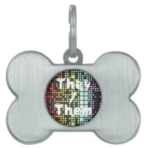 Placa Para Mascotas Orgullo Neurogénero Retro Mod Geométrico Groovy Fu