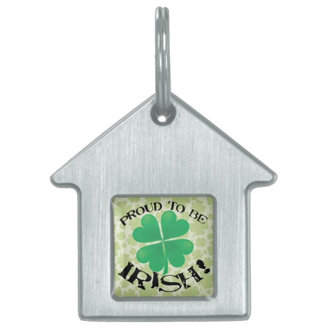 Placa Para Mascotas Orgulloso de ser irlandés (Frente)