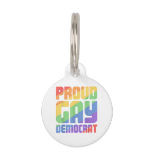 Placa Para Mascotas Orgulloso Demócrata Gay Divertido LGBT