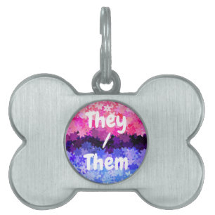 Placa Para Mascotas Orgulloso floral retro boho genial Omnisexual