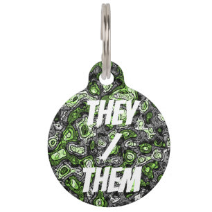 Placa Para Mascotas Orgulloso Groovy Trippy Grungy Funky Abstract Agén
