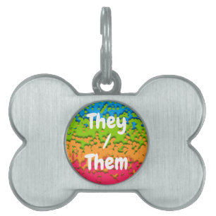 Placa Para Mascotas Orgulloso Panromántico Retro Groovy Burbujeante Tr