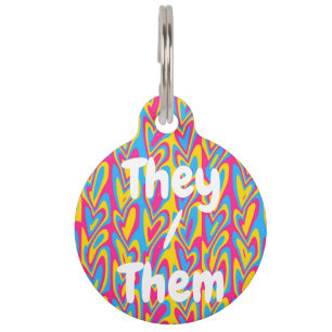 Placa Para Mascotas Orgulloso Pansexual Groovy Trippy Squiggly Quirky 