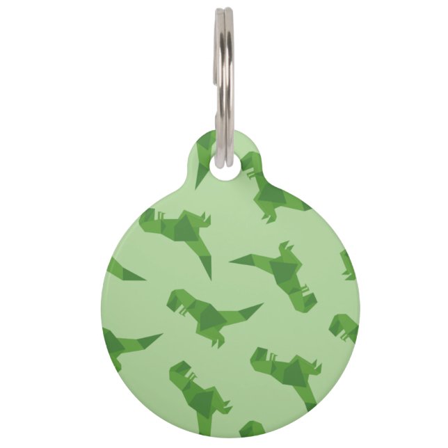 Placa Para Mascotas Origami T-Rex (Anverso)