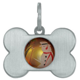 Placa Para Mascotas Ornamento de Snowman espumoso