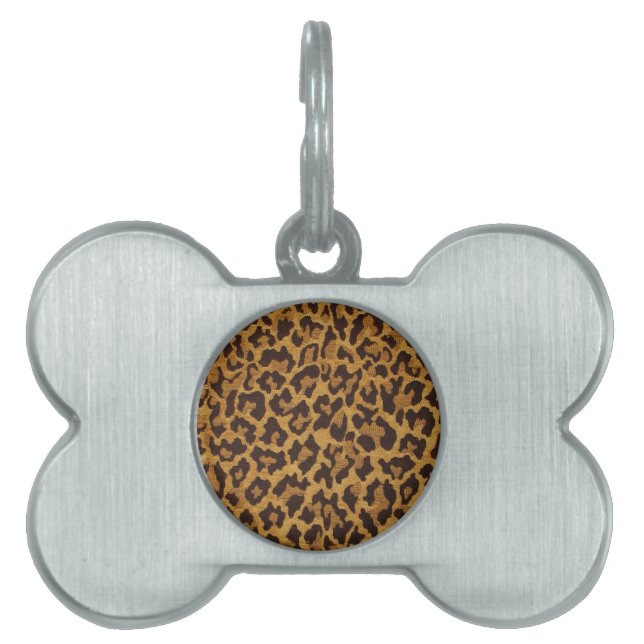 Placa Para Mascotas Oro marrón del leopardo de las rocas RAB (Frente)