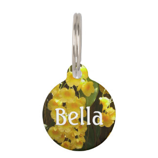 Placa Para Mascotas Orquídeas Amarillas colgando flores tropicales