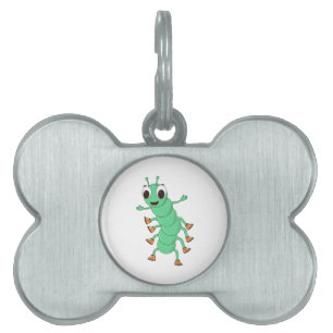 Placa Para Mascotas oruga verde