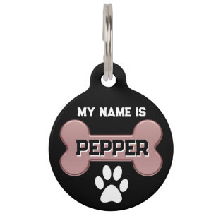Placa Para Mascotas Óseo de oro Rosa   Personalizar