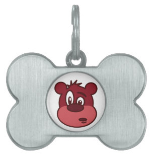PLACA PARA MASCOTAS OSO DE CARA DIVERTIDO