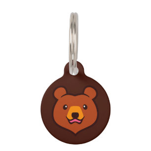 Placa Para Mascotas Oso de Kawaii Brown
