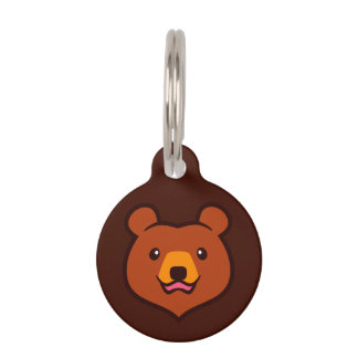 Placa Para Mascotas Oso de Kawaii Brown