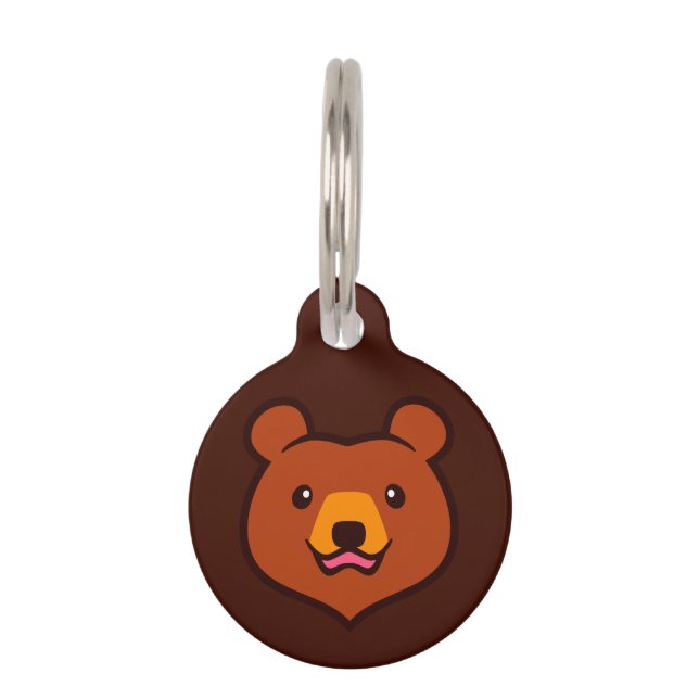 Placa Para Mascotas Oso de Kawaii Brown (Anverso)