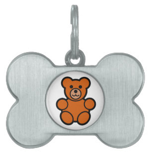 Placa Para Mascotas Oso de peluche lindo del dibujo animado