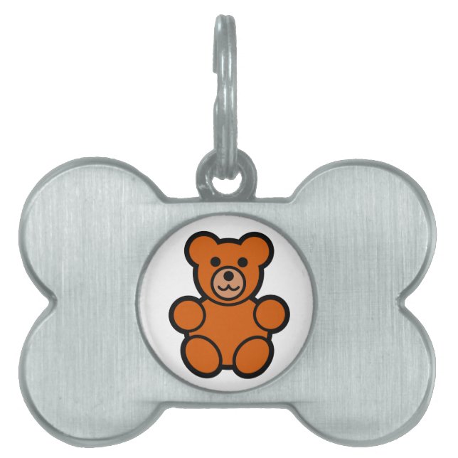 Placa Para Mascotas Oso de peluche lindo del dibujo animado (Frente)