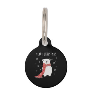 Placa Para Mascotas Oso polar lindo Feliz Navidad