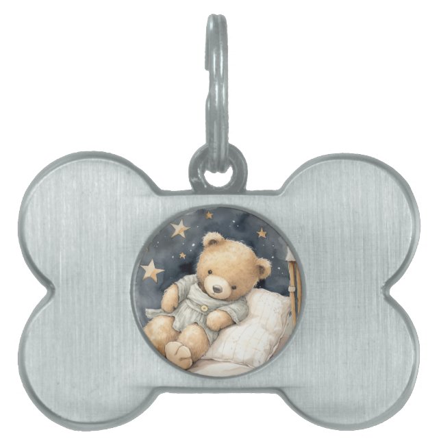 Placa Para Mascotas Oso somnoliento (Frente)